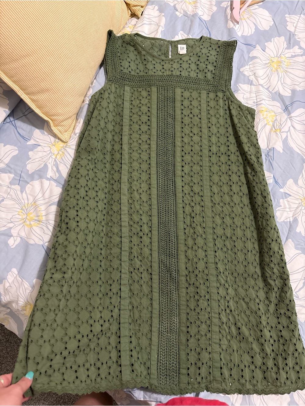 GAP Olive Eyelet Midi Dress